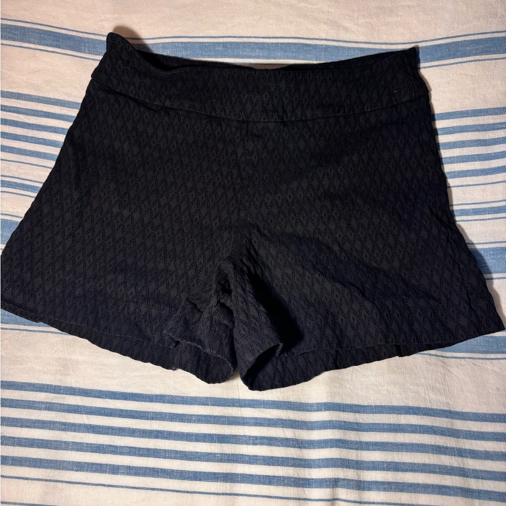 Textured Black Shorts